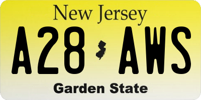 NJ license plate A28AWS