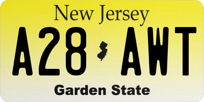 NJ license plate A28AWT