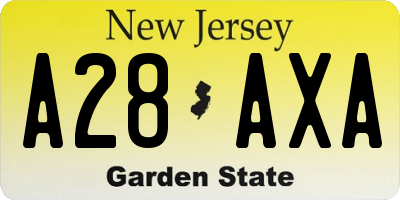 NJ license plate A28AXA