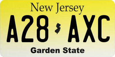 NJ license plate A28AXC