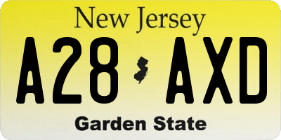 NJ license plate A28AXD