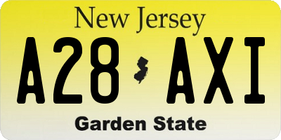 NJ license plate A28AXI