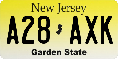 NJ license plate A28AXK