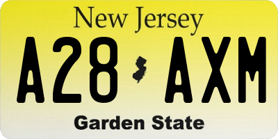 NJ license plate A28AXM