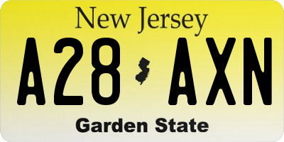NJ license plate A28AXN