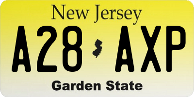 NJ license plate A28AXP