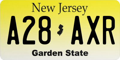 NJ license plate A28AXR