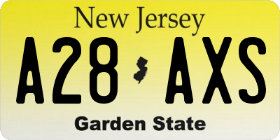 NJ license plate A28AXS