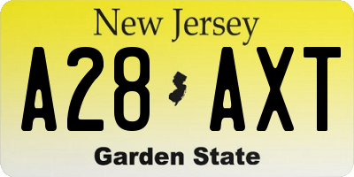 NJ license plate A28AXT