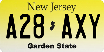 NJ license plate A28AXY