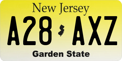 NJ license plate A28AXZ