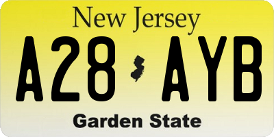 NJ license plate A28AYB