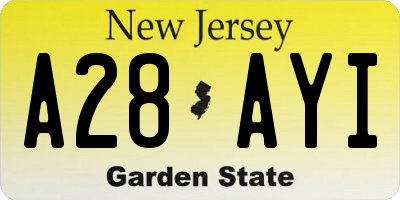 NJ license plate A28AYI