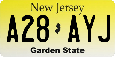 NJ license plate A28AYJ