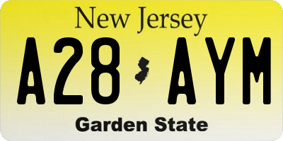 NJ license plate A28AYM