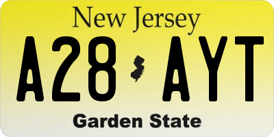 NJ license plate A28AYT