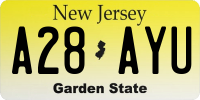 NJ license plate A28AYU