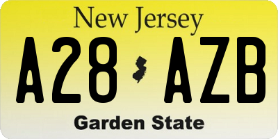 NJ license plate A28AZB
