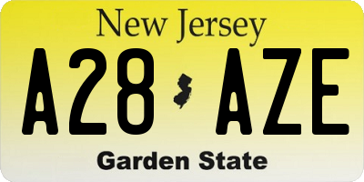 NJ license plate A28AZE