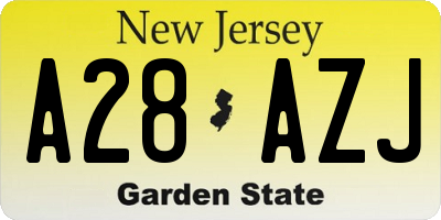 NJ license plate A28AZJ