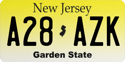 NJ license plate A28AZK
