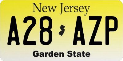 NJ license plate A28AZP