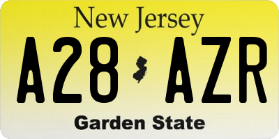 NJ license plate A28AZR