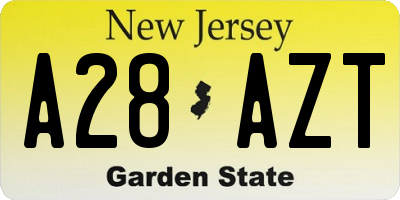 NJ license plate A28AZT