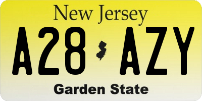 NJ license plate A28AZY