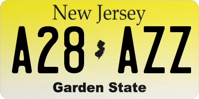 NJ license plate A28AZZ