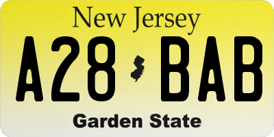 NJ license plate A28BAB