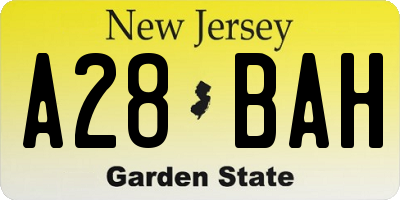 NJ license plate A28BAH
