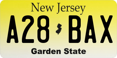 NJ license plate A28BAX