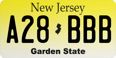 NJ license plate A28BBB