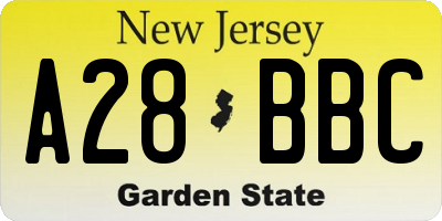 NJ license plate A28BBC