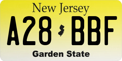 NJ license plate A28BBF