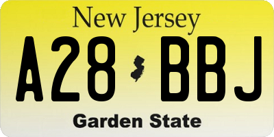NJ license plate A28BBJ