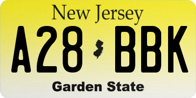 NJ license plate A28BBK