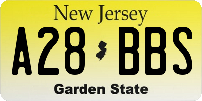 NJ license plate A28BBS
