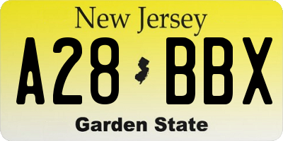 NJ license plate A28BBX
