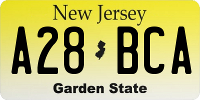 NJ license plate A28BCA