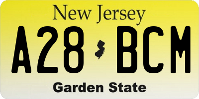 NJ license plate A28BCM