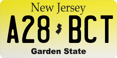 NJ license plate A28BCT