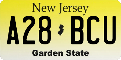 NJ license plate A28BCU
