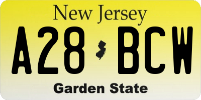 NJ license plate A28BCW