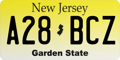 NJ license plate A28BCZ