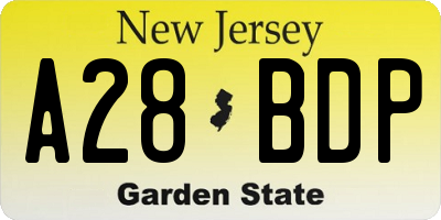 NJ license plate A28BDP