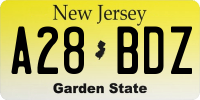 NJ license plate A28BDZ