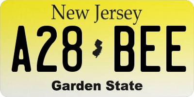 NJ license plate A28BEE