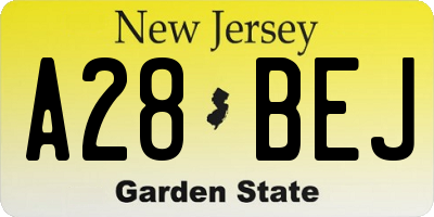 NJ license plate A28BEJ